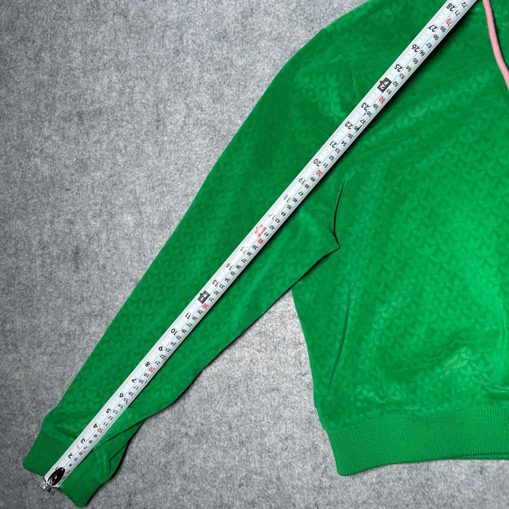 Adidas Hoodie Womens Large Green Monogram Velour Full Zip Trefoil Logo - Picture 6 of 15